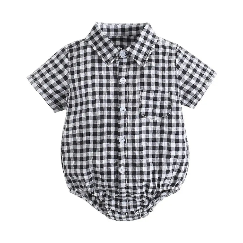 Summer Baby Shirt-Onesie for Boys with Checkered Pattern – 0 to 3 Years