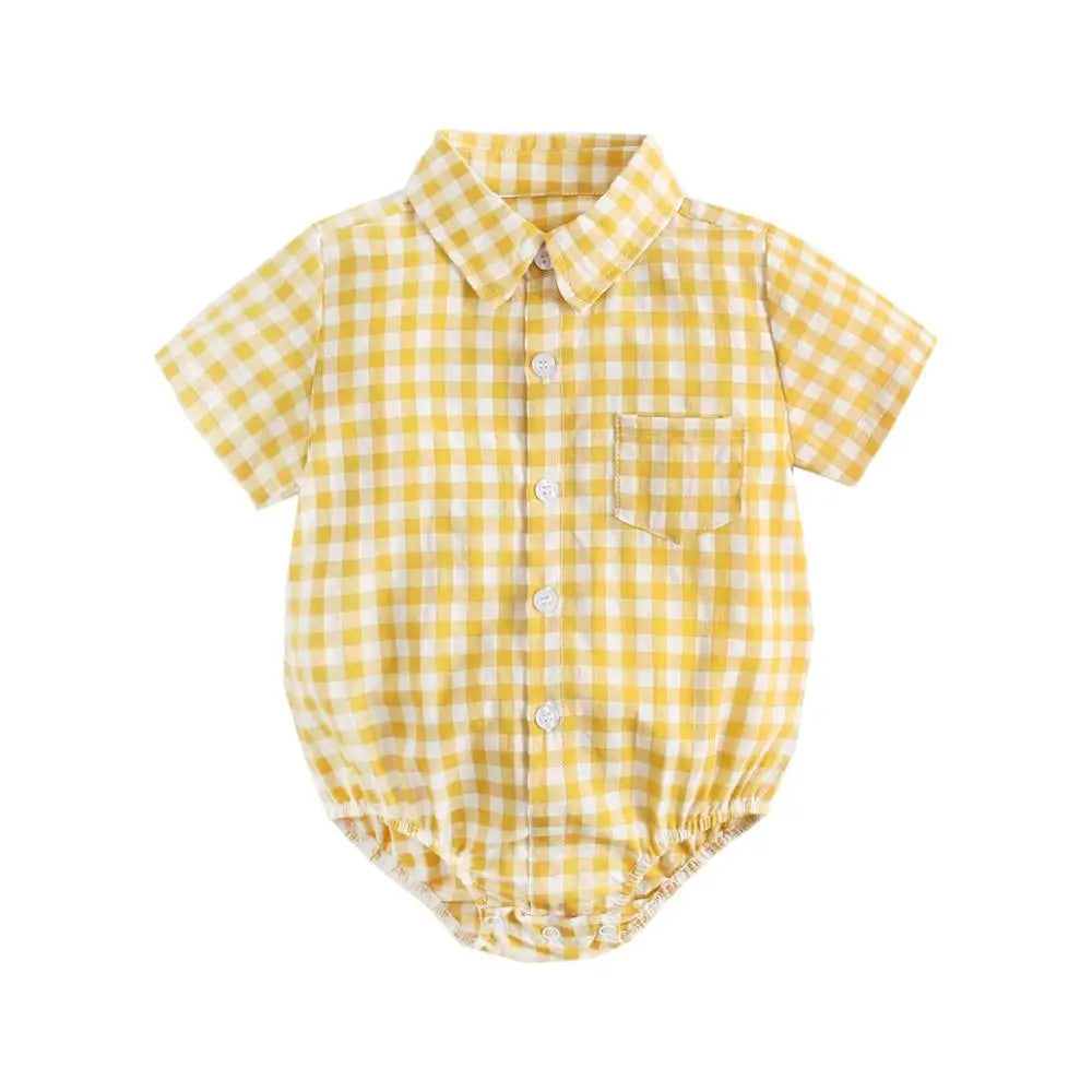 Summer Baby Shirt-Onesie for Boys with Checkered Pattern – 0 to 3 Years