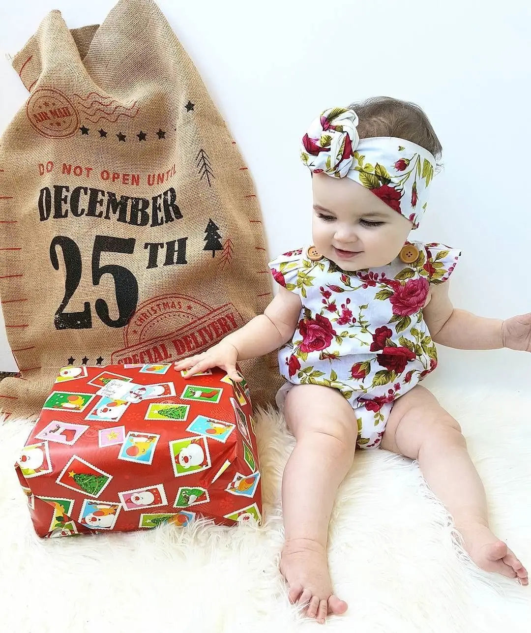 Girls' Summer Set with Floral Bodysuit & Ribbon – 2 Pieces (0 to 24 months)