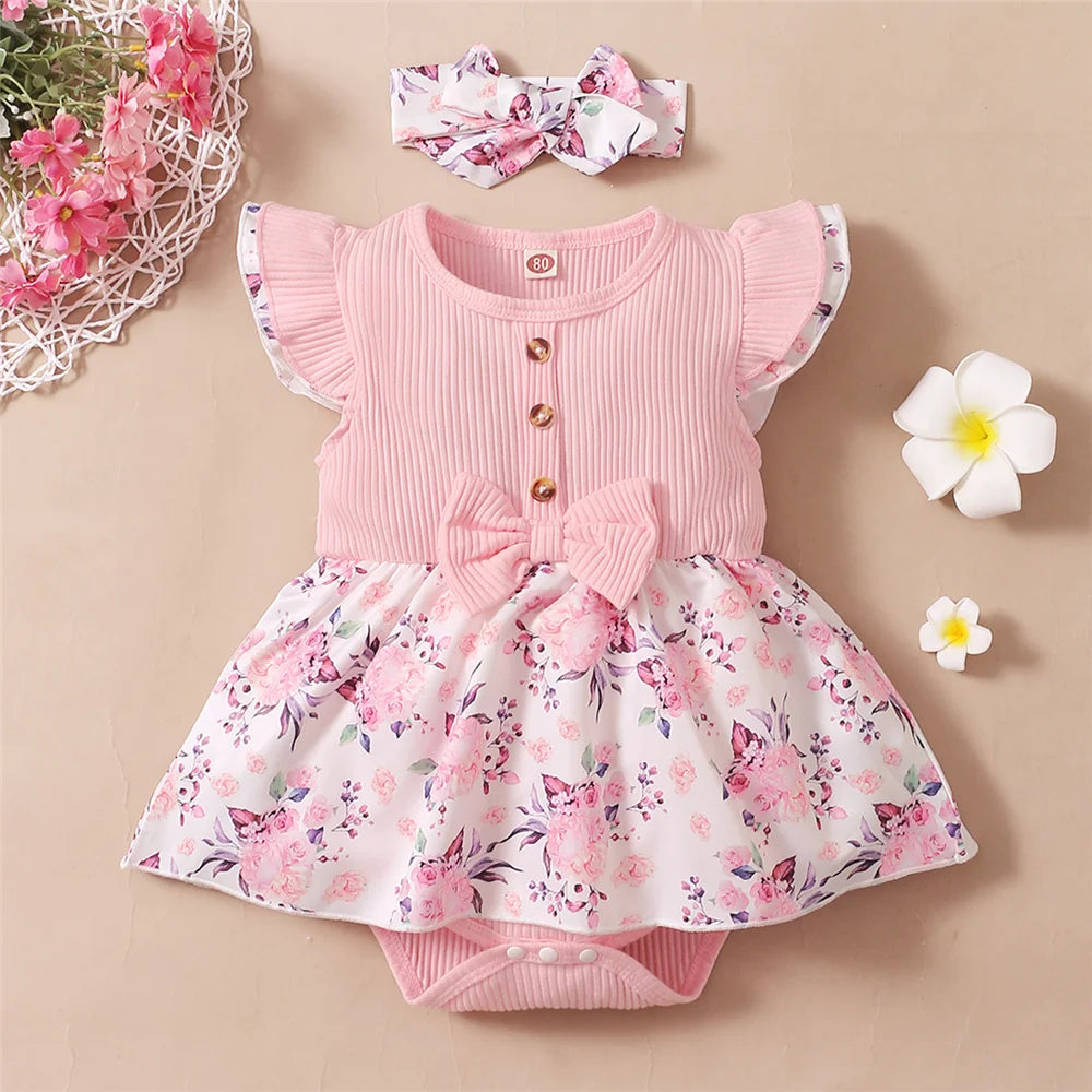 Summer Dress-Bodice for Baby Girl – Floral Dress Look with Ribbon (0–18 Months)