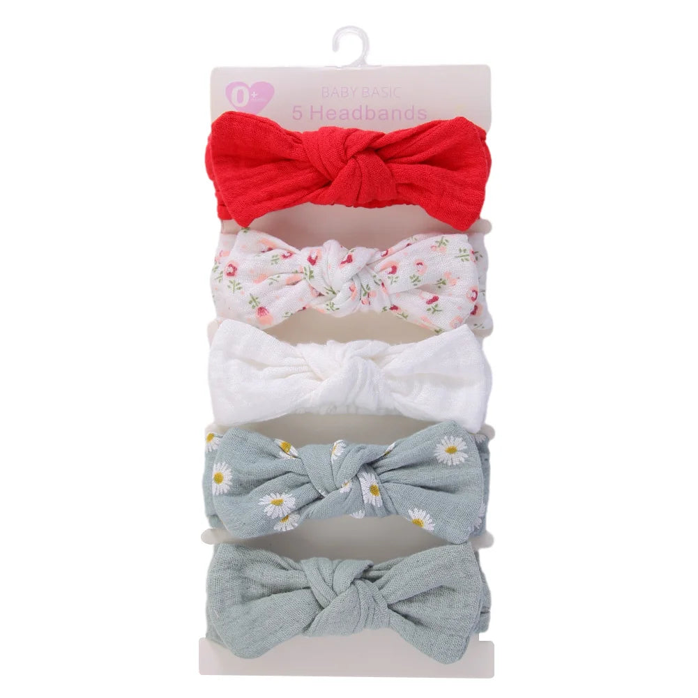 Cotton Hair Ribbons Set – 5 Pieces