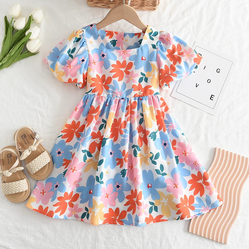 Summer Dress with Flowers for Girls (3 to 7 Years)