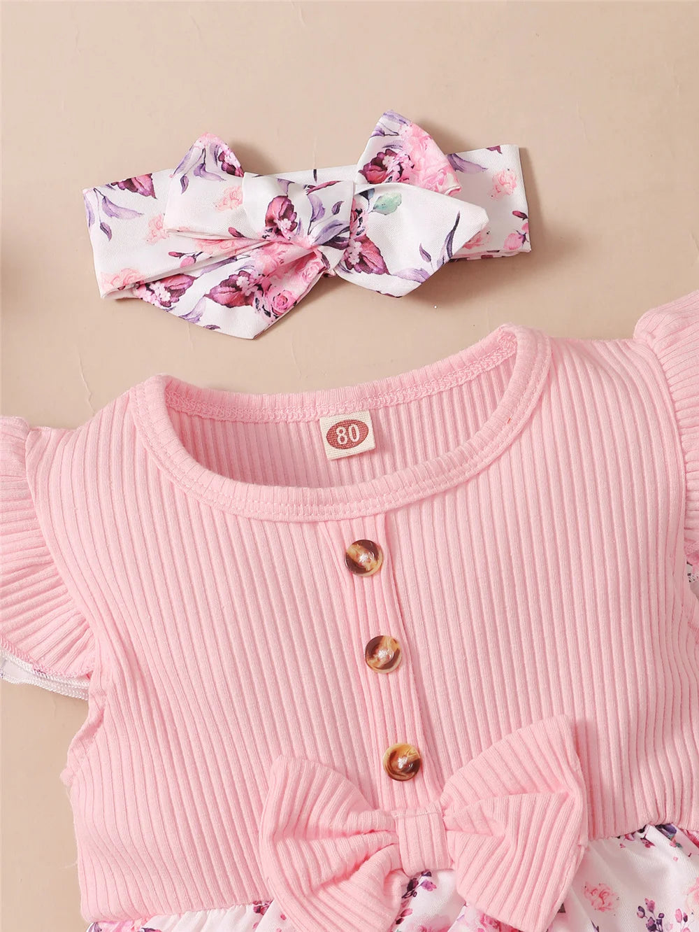 Summer Dress-Bodice for Baby Girl – Floral Dress Look with Ribbon (0–18 Months)