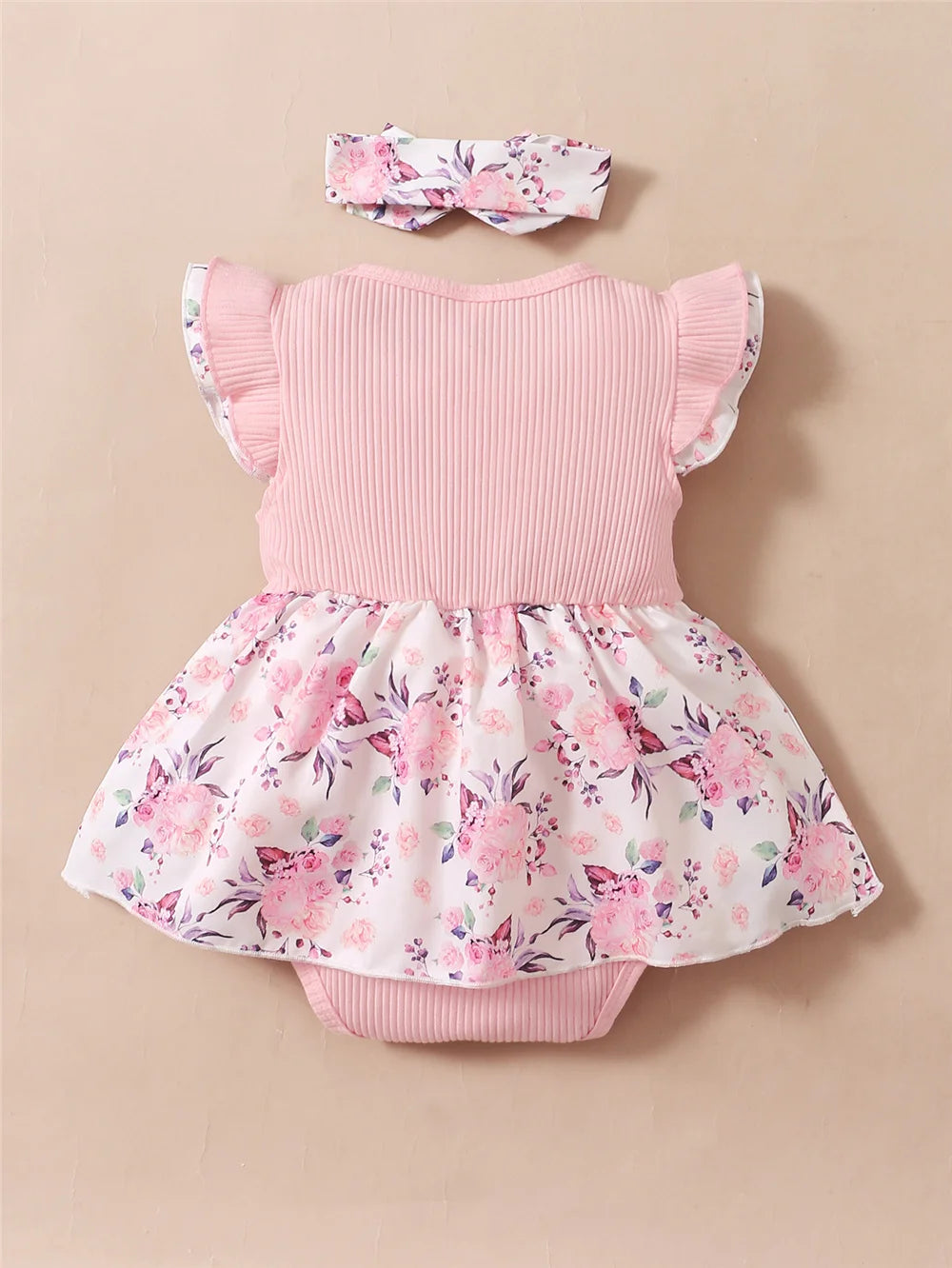 Summer Dress-Bodice for Baby Girl – Floral Dress Look with Ribbon (0–18 Months)