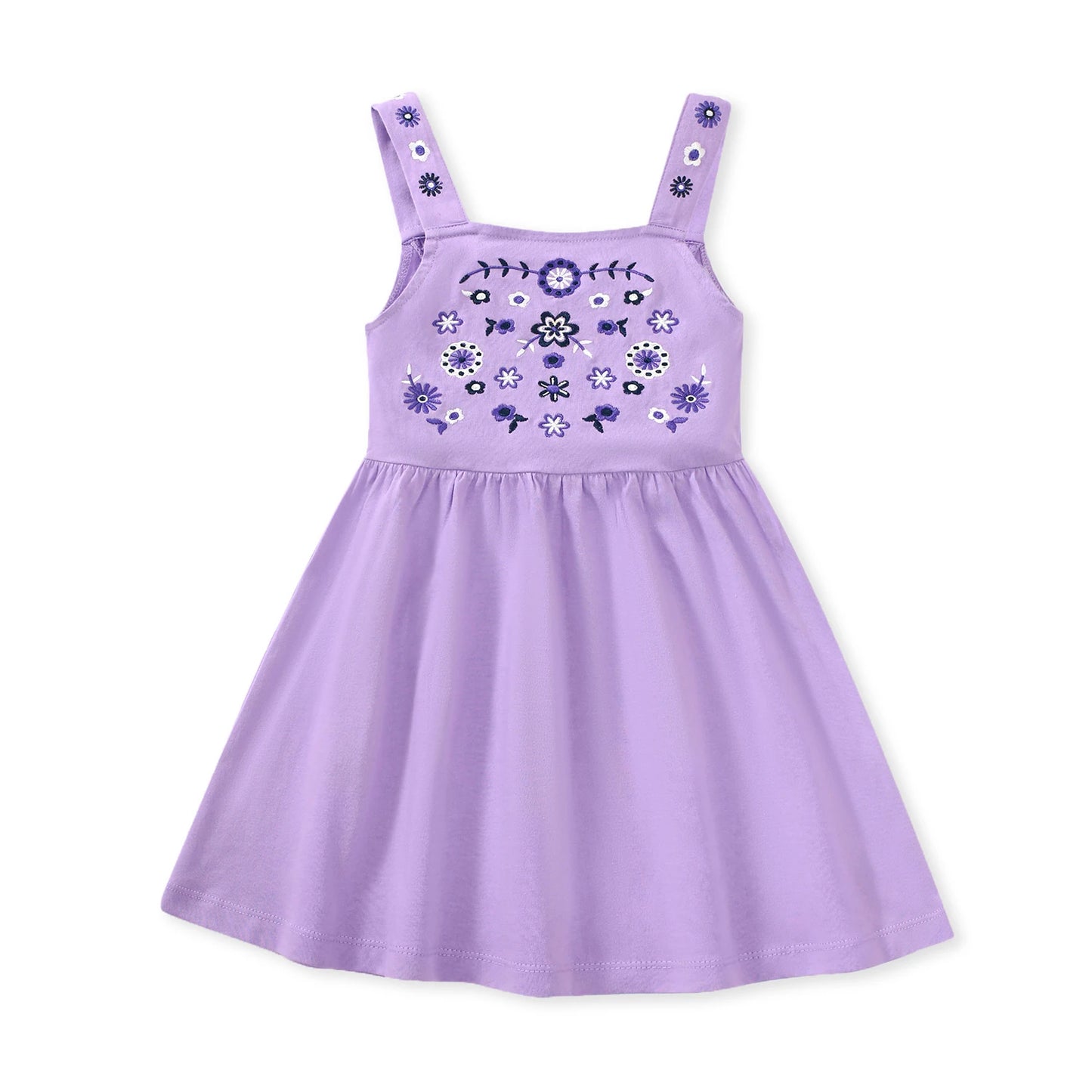 Summer Dress for Girls from 2 to 7 Years – Cotton with Embroidery, Sleeveless, Knee Length