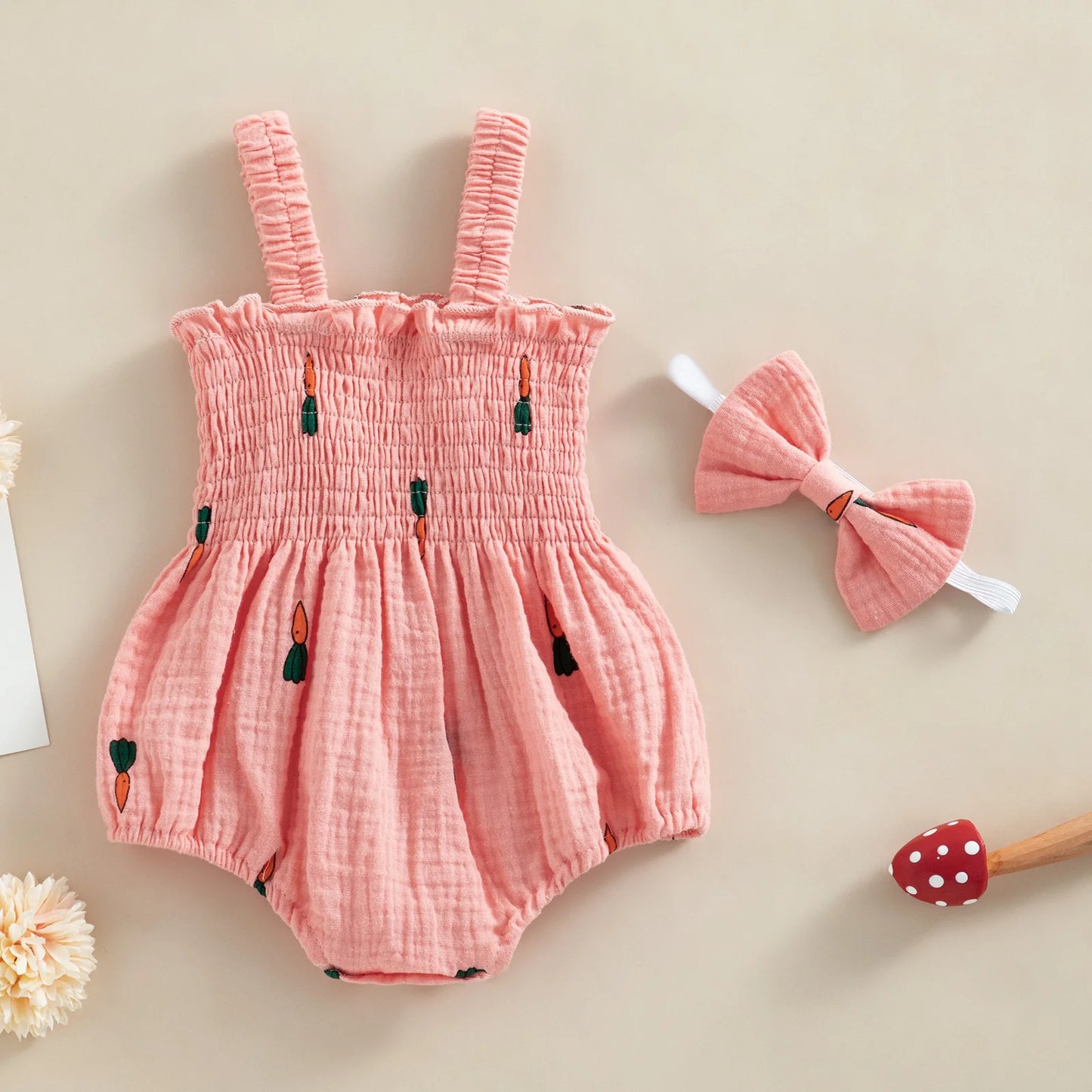 Summer Baby Bib with Fruity Designs & Ribbon – 2 Pieces (0 to 18 months)