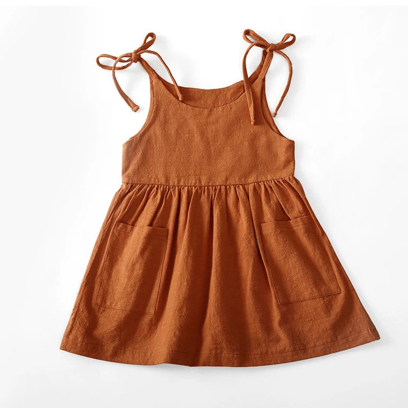 Girls' Dress – Summer Sleeveless with Round Neckline & Elastic Waist (9 months to 6 years)