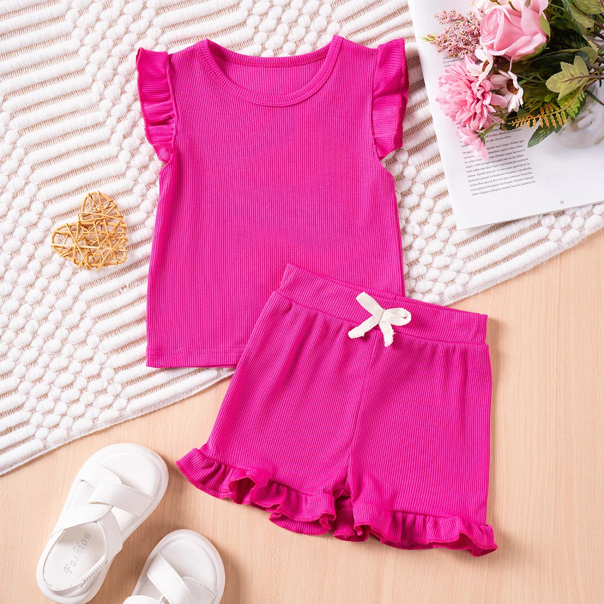 2-Piece Summer Clothing Set – Solid Short Sleeve T-Shirt and Shorts (9 Months to 5 Years)