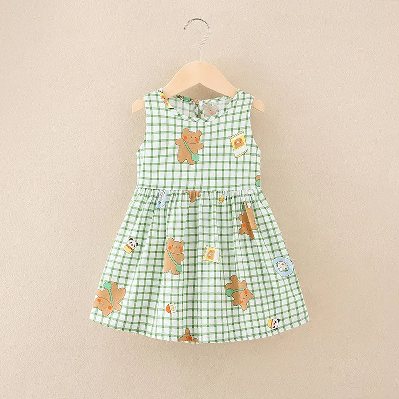 Girl's Summer Dress with Floral Pattern – Sleeveless with Round Neckline (Ages 1 to 7 years)