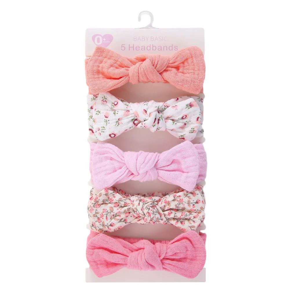 Cotton Hair Ribbons Set – 5 Pieces