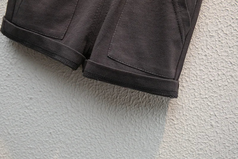 Summer Clothes Set for Boys – Letter T-Shirt & Tooling Shorts 2-Piece (12 Months to 5 Years)