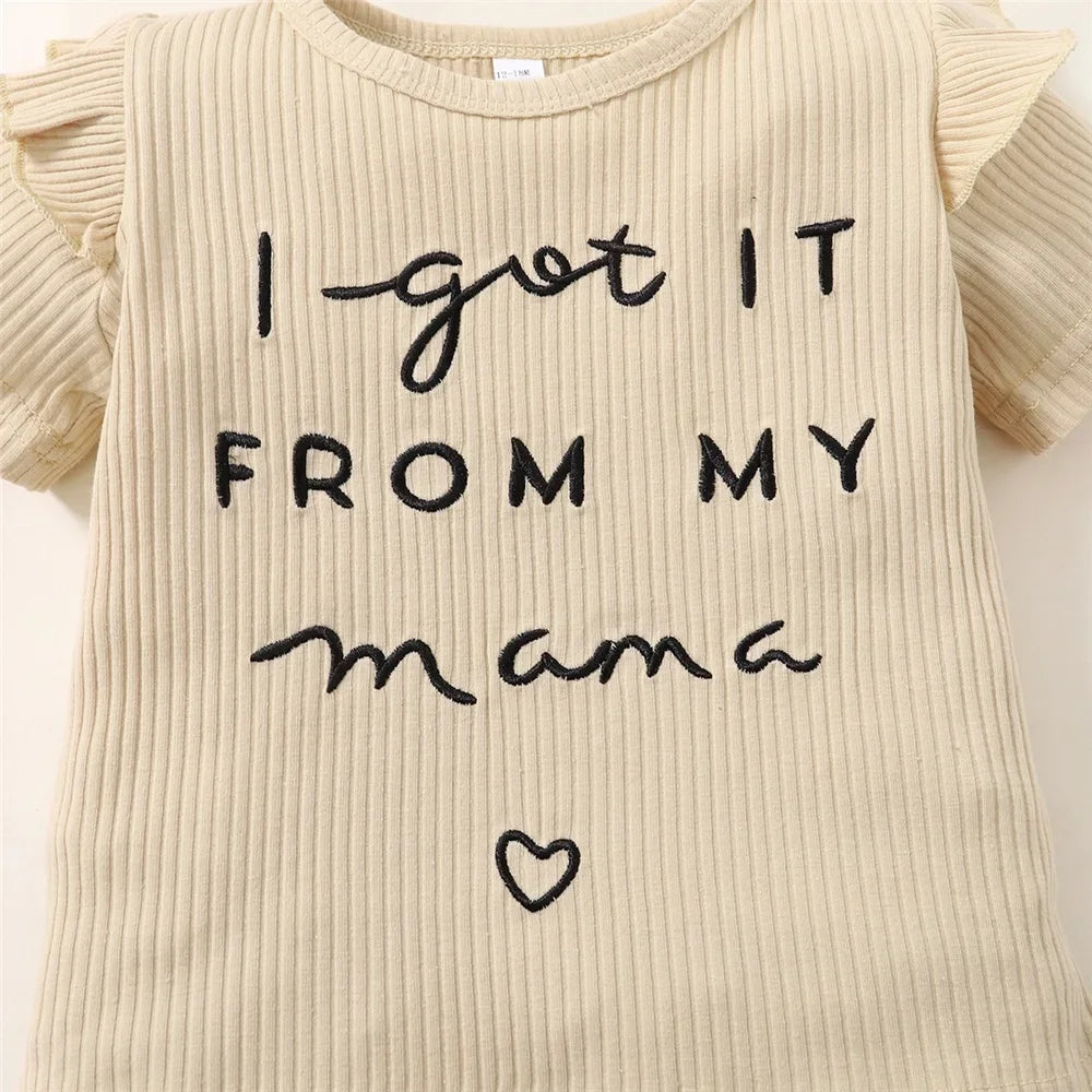 Girls' Summer Set – Printed T-Shirt and Checkered Shorts (9 Months–6 Years)