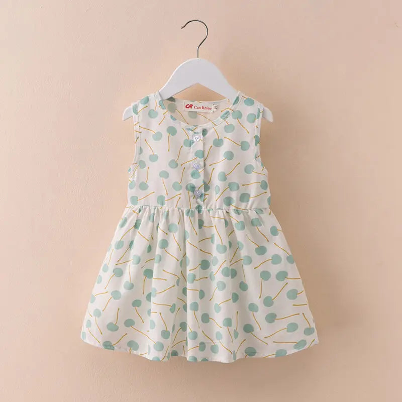 Girls' Floral Summer Dress – Short Sleeve with Round Neckline (1–6 Years)