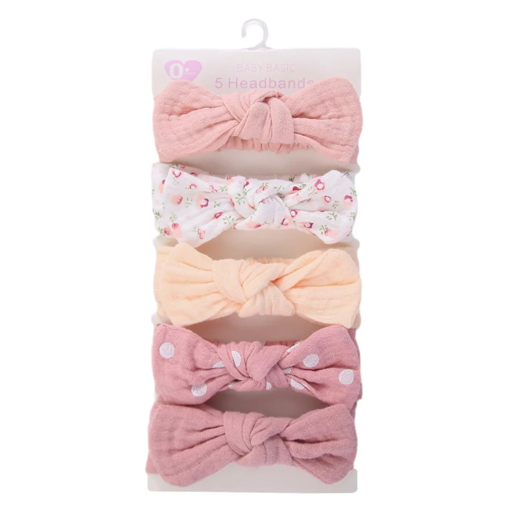 Cotton Hair Ribbons Set – 5 Pieces