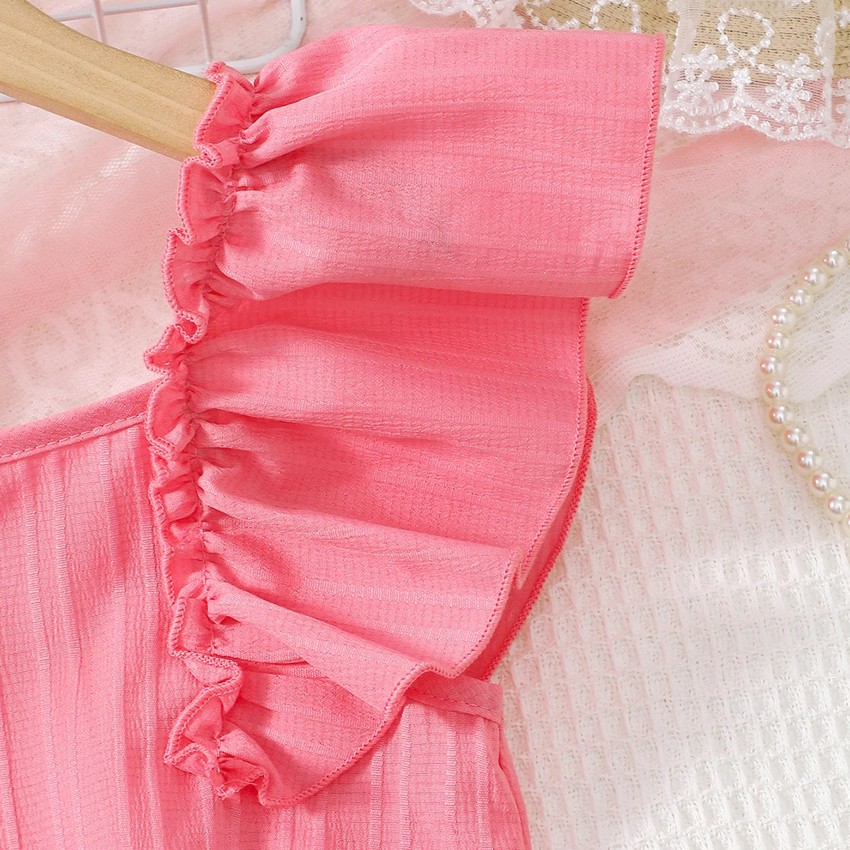 Summer Princess Set for Girls – Ruffle Blouse & Solid Short Skirt (8-12 Years)