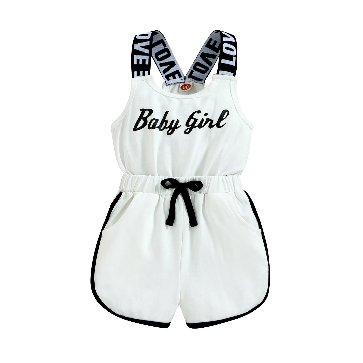Summer Set for Girls – Sleeveless Round Neck Top & Letter Print + Shorts with Elastic Waist (12 Months to 3 Years)