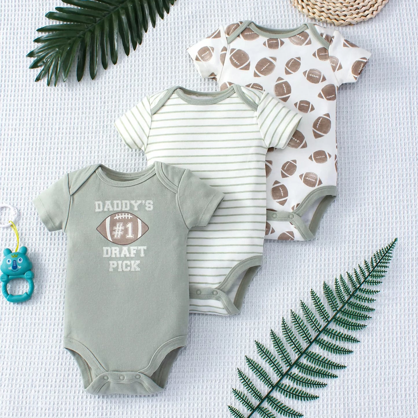 Boys' Onesie Set – Dinosaur and Stripes (3 pieces, 0–9 months)