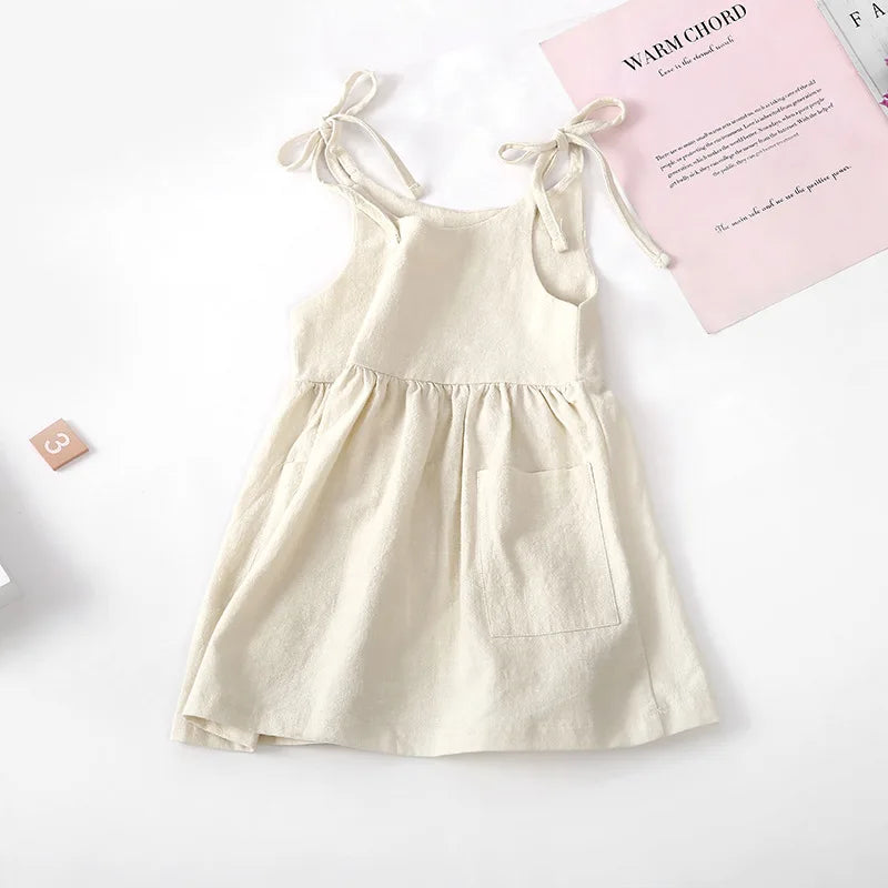 Girls' Dress – Summer Sleeveless with Round Neckline & Elastic Waist (9 months to 6 years)