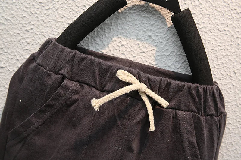 Summer Clothes Set for Boys – Letter T-Shirt & Tooling Shorts 2-Piece (12 Months to 5 Years)