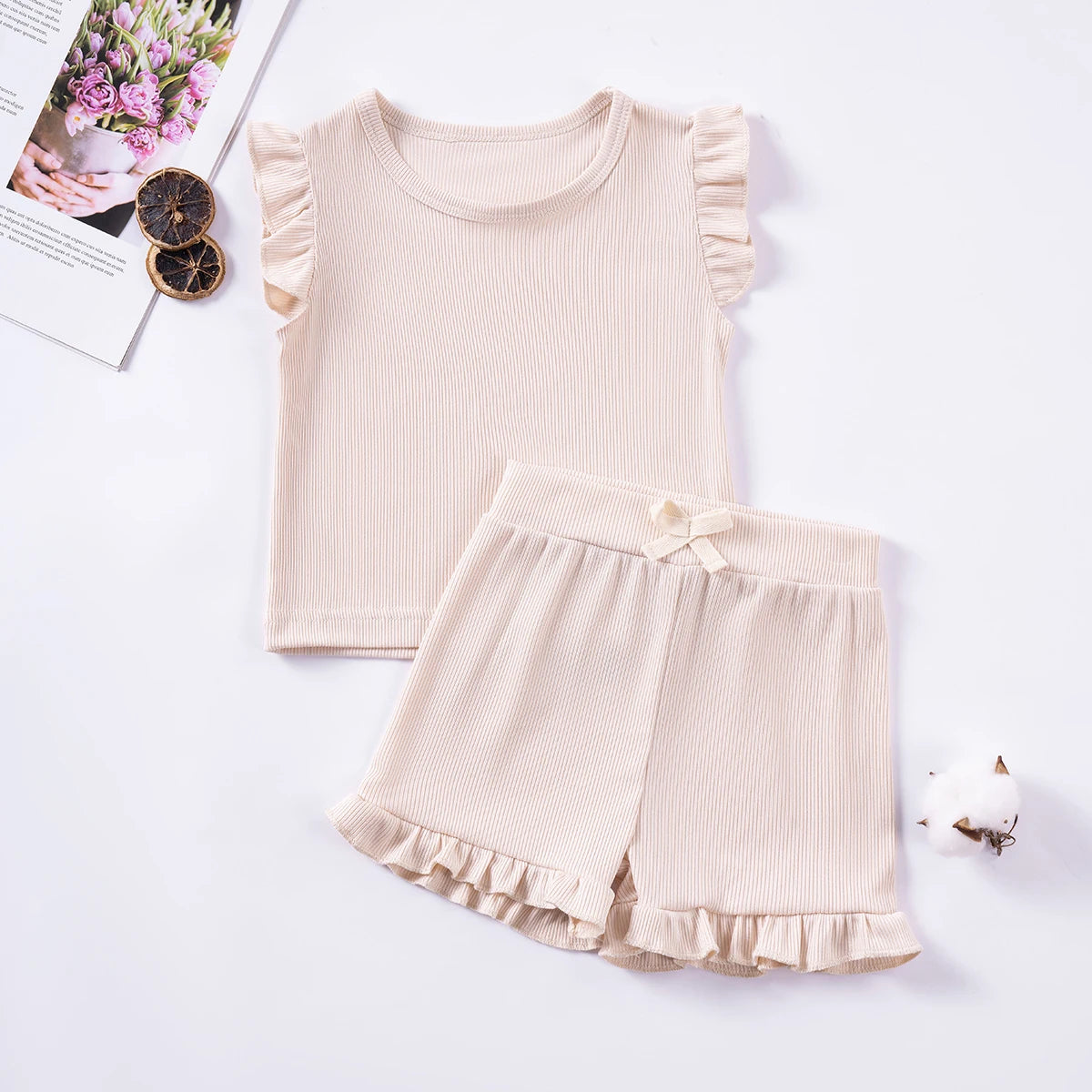 2-Piece Summer Clothing Set – Solid Short Sleeve T-Shirt and Shorts (9 Months to 5 Years)