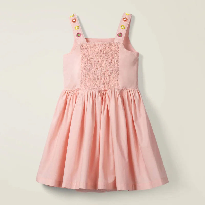 Summer Dress for Girls from 2 to 7 Years – Cotton with Embroidery, Sleeveless, Knee Length