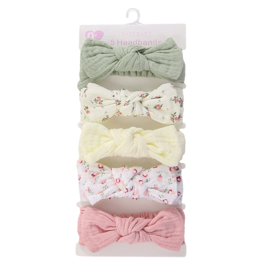 Cotton Hair Ribbons Set – 5 Pieces