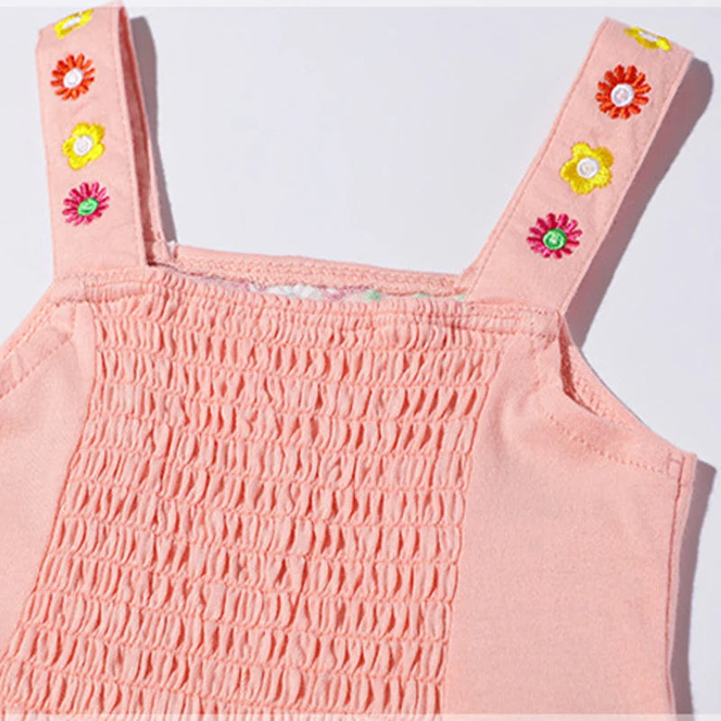 Summer Dress for Girls from 2 to 7 Years – Cotton with Embroidery, Sleeveless, Knee Length