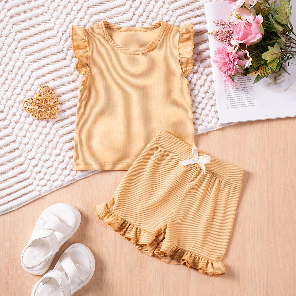 2-Piece Summer Clothing Set – Solid Short Sleeve T-Shirt and Shorts (9 Months to 5 Years)