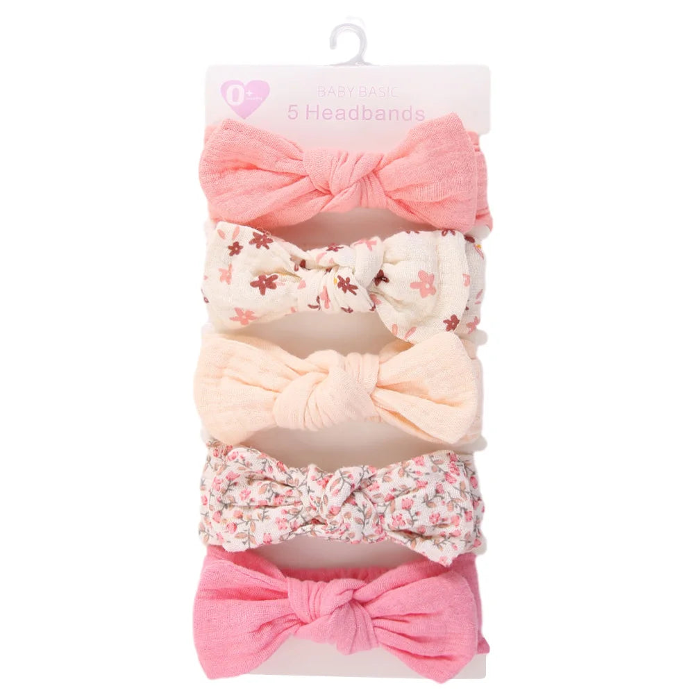 Cotton Hair Ribbons Set – 5 Pieces