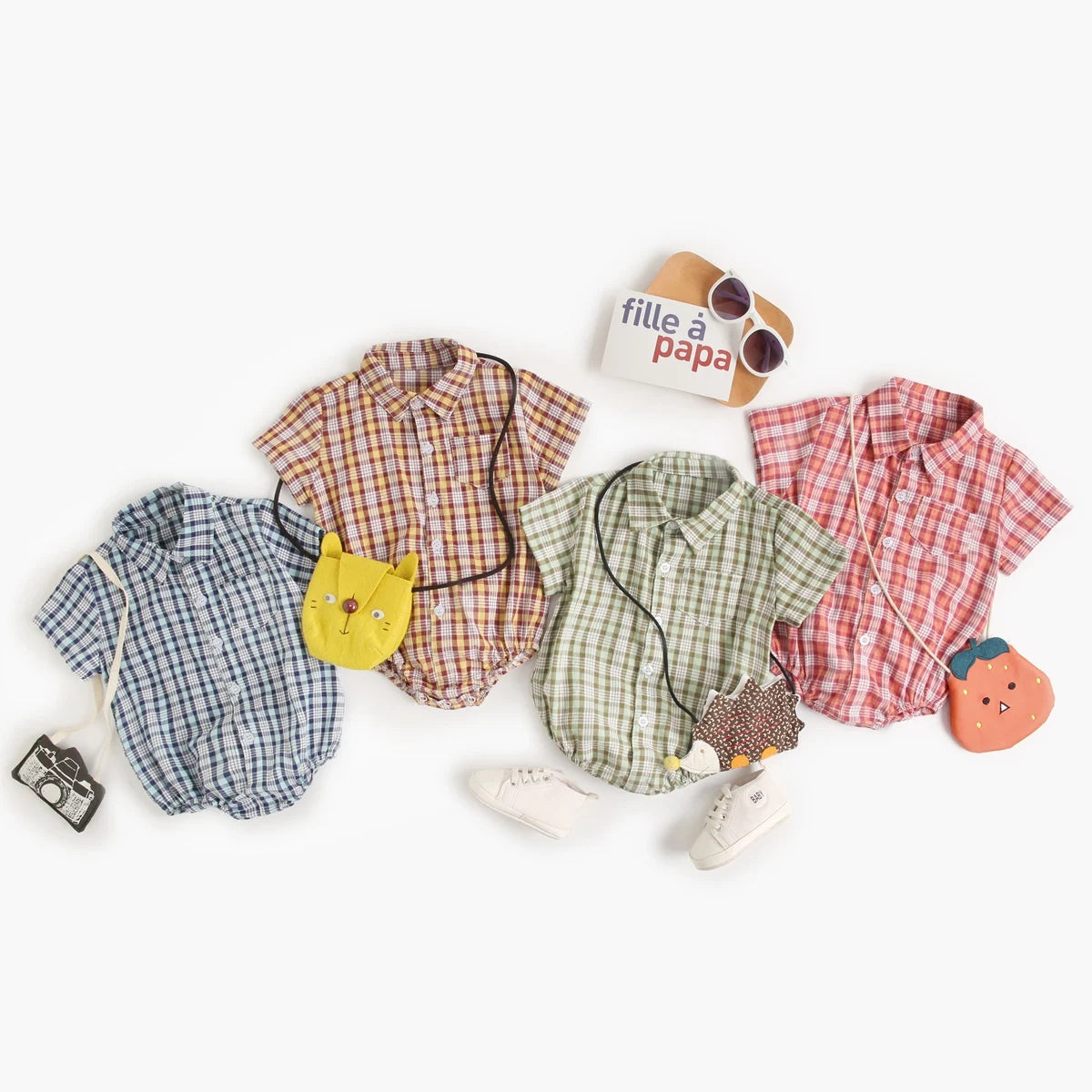 Summer Baby Shirt-Onesie for Boys with Checkered Pattern – 0 to 3 Years