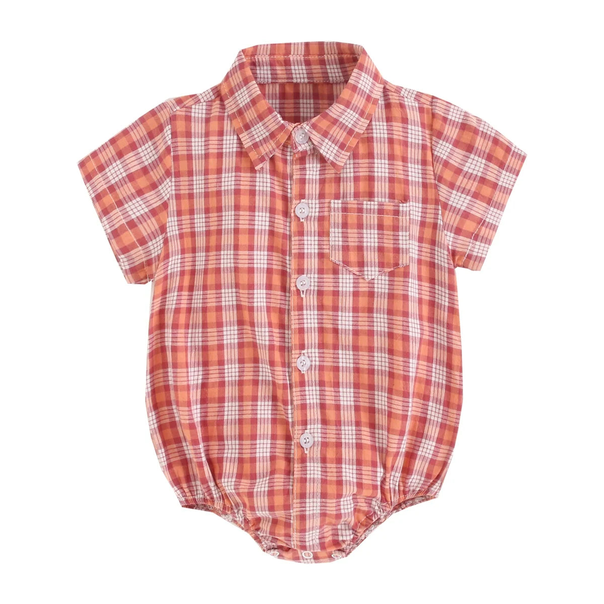 Summer Baby Shirt-Onesie for Boys with Checkered Pattern – 0 to 3 Years
