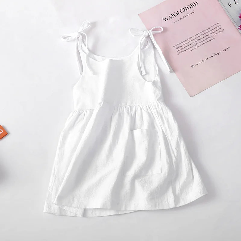 Girls' Dress – Summer Sleeveless with Round Neckline & Elastic Waist (9 months to 6 years)