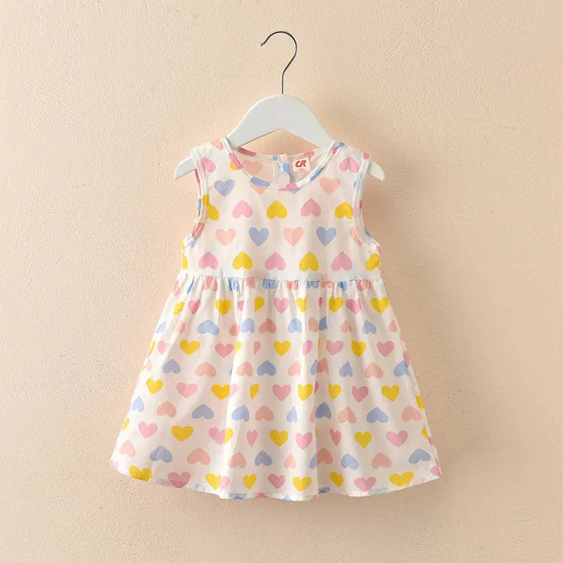 Girls' Floral Summer Dress – Short Sleeve with Round Neckline (1–6 Years)