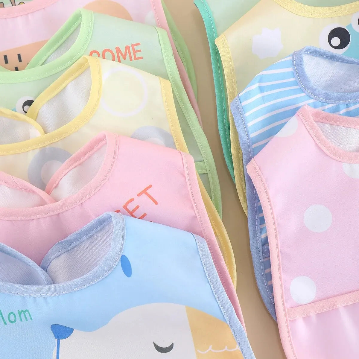 Waterproof Cartoon Bibs Set (5 Pieces)