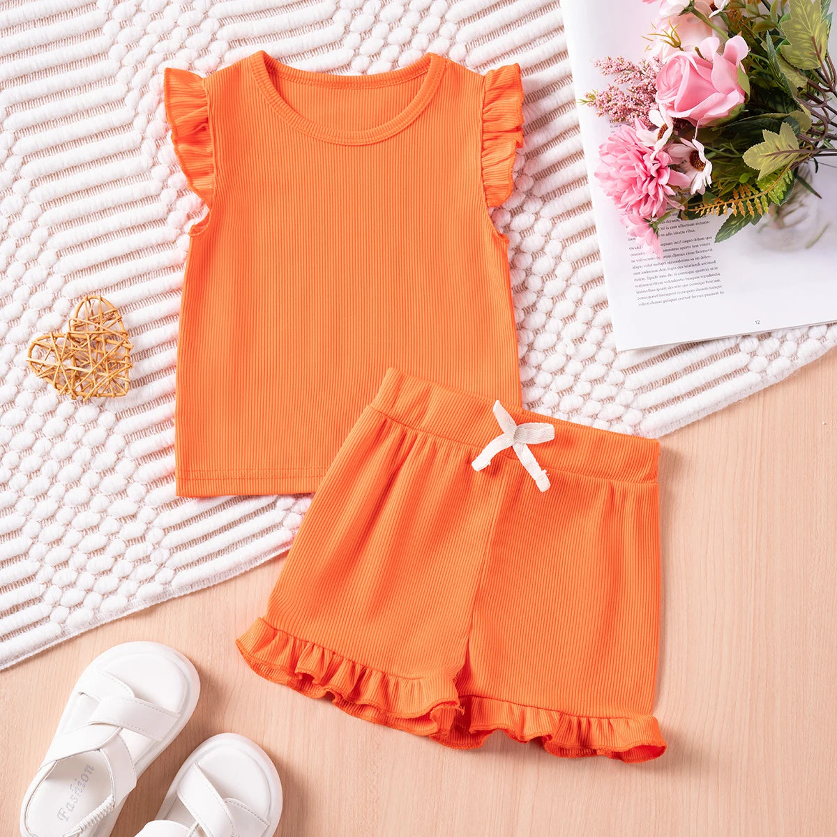 2-Piece Summer Clothing Set – Solid Short Sleeve T-Shirt and Shorts (9 Months to 5 Years)
