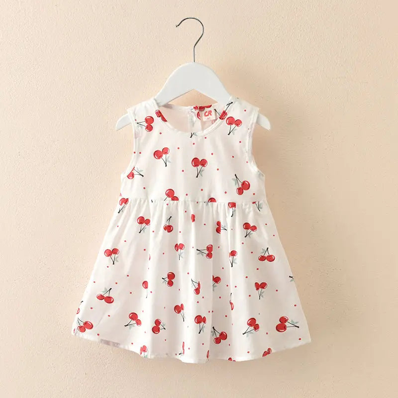 Girls' Floral Summer Dress – Short Sleeve with Round Neckline (1–6 Years)