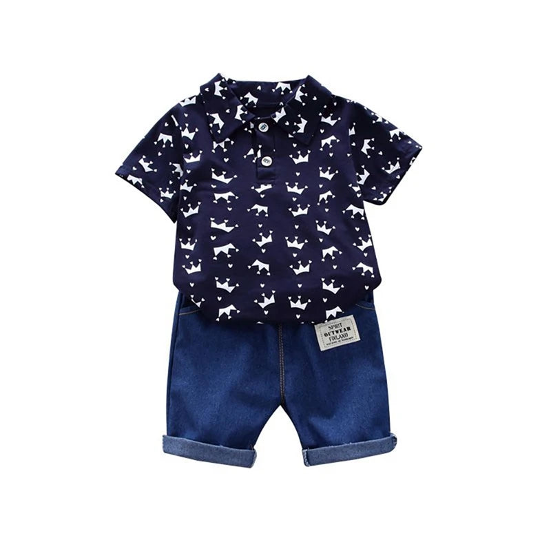 Casual Outing Set Crown Print