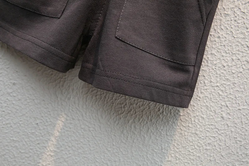 Summer Clothes Set for Boys – Letter T-Shirt & Tooling Shorts 2-Piece (12 Months to 5 Years)