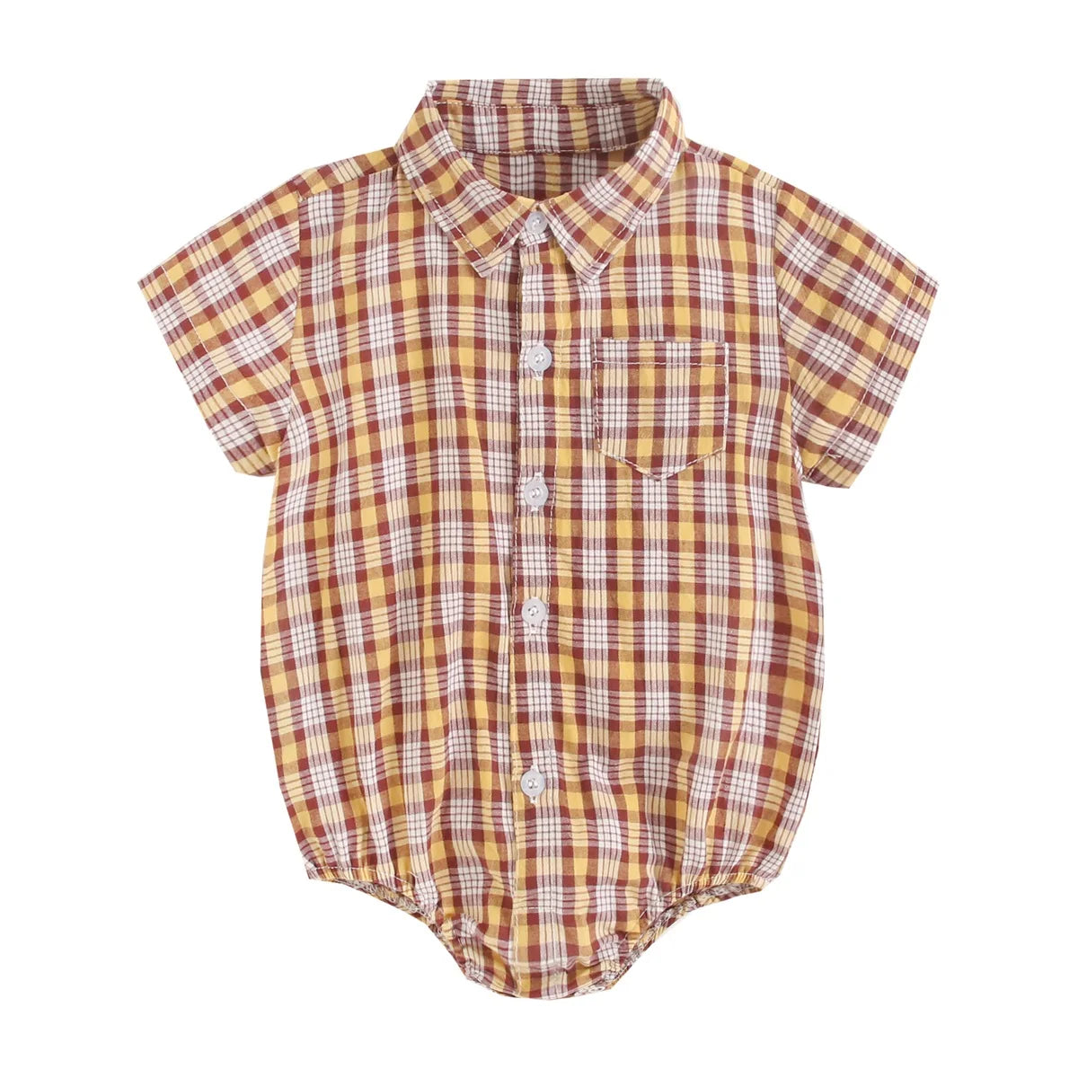Summer Baby Shirt-Onesie for Boys with Checkered Pattern – 0 to 3 Years