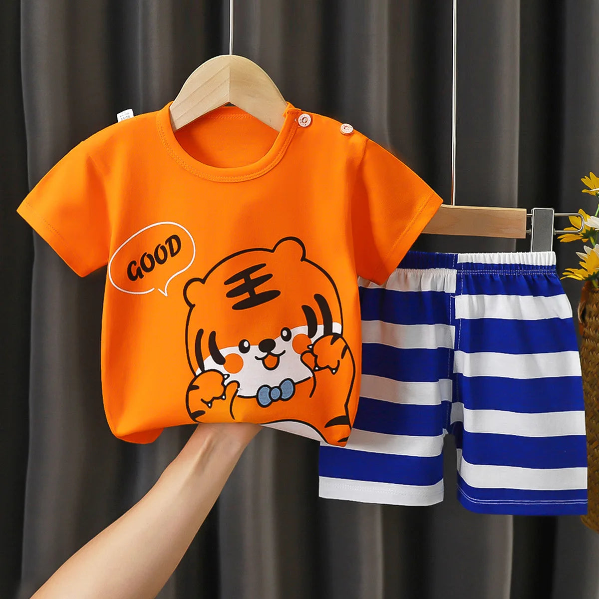 Οveralls With Cartoon Designs for Little Children 2pc
