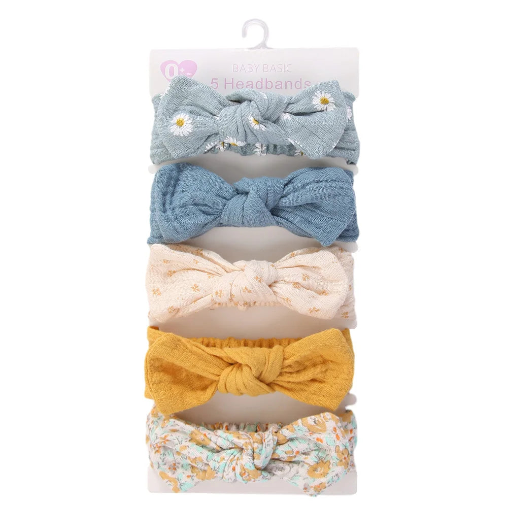 Cotton Hair Ribbons Set – 5 Pieces