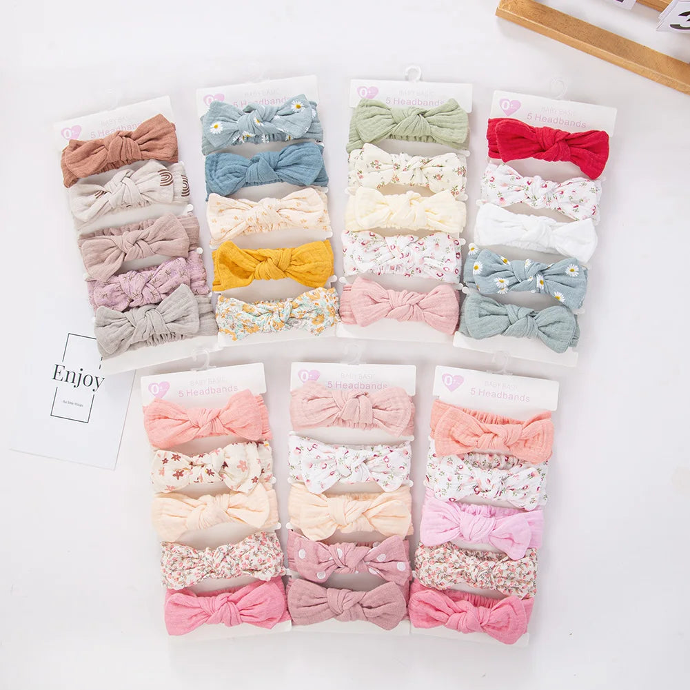 Cotton Hair Ribbons Set – 5 Pieces