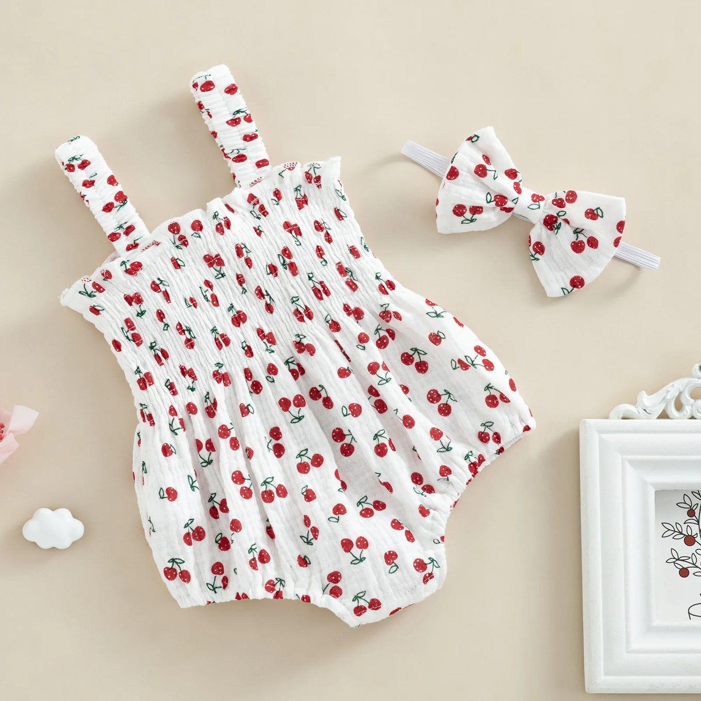 Summer Baby Bib with Fruity Designs & Ribbon – 2 Pieces (0 to 18 months)