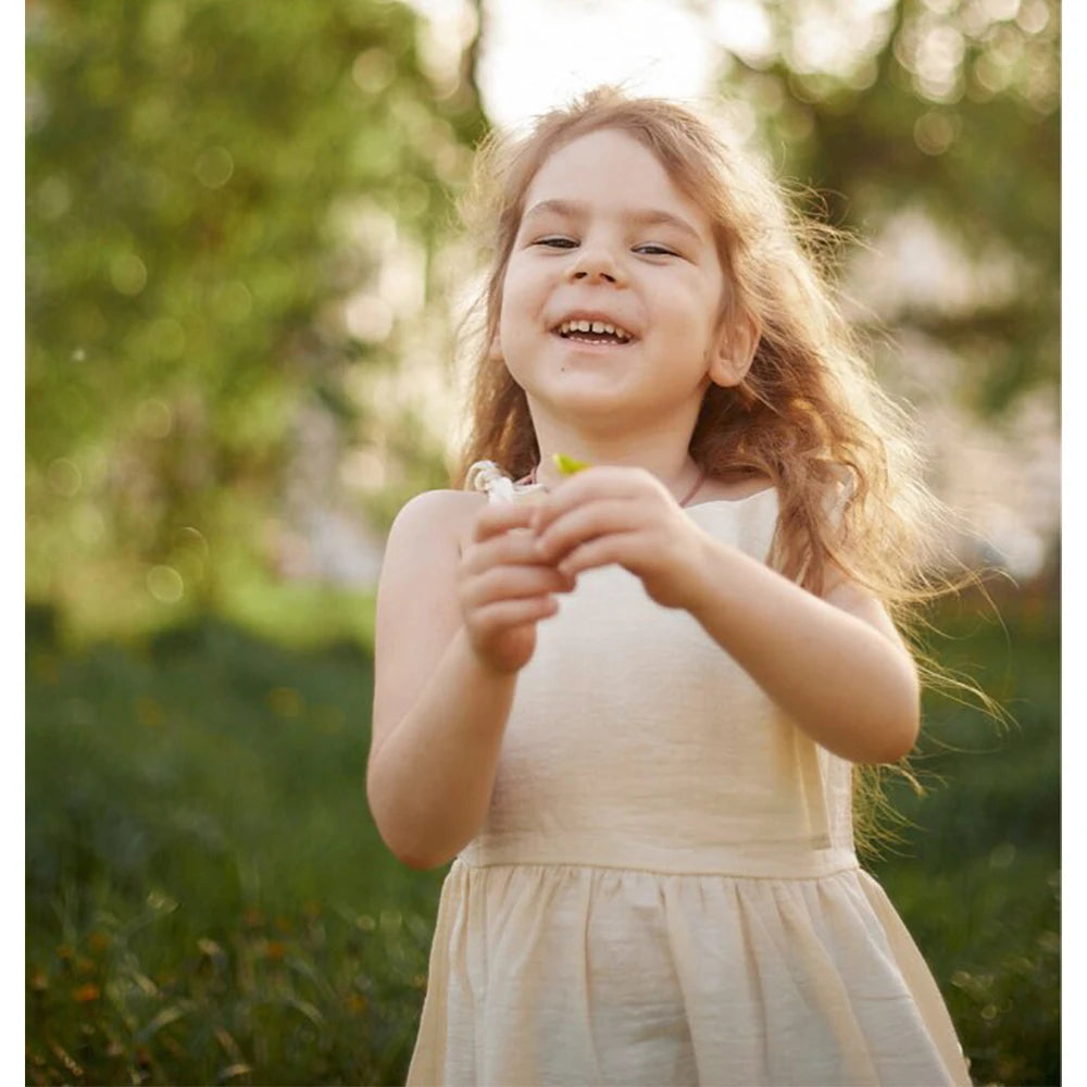 Girls' Dress – Summer Sleeveless with Round Neckline & Elastic Waist (9 months to 6 years)