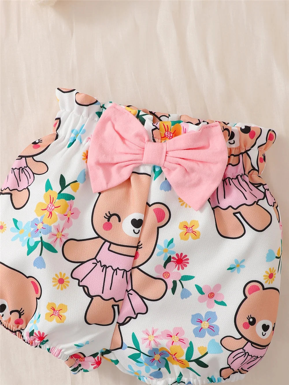Cute Summer Set for Little Girls – Bodysuit, Shorts & Headband (3 Pieces) (3 Months – 2 Years)