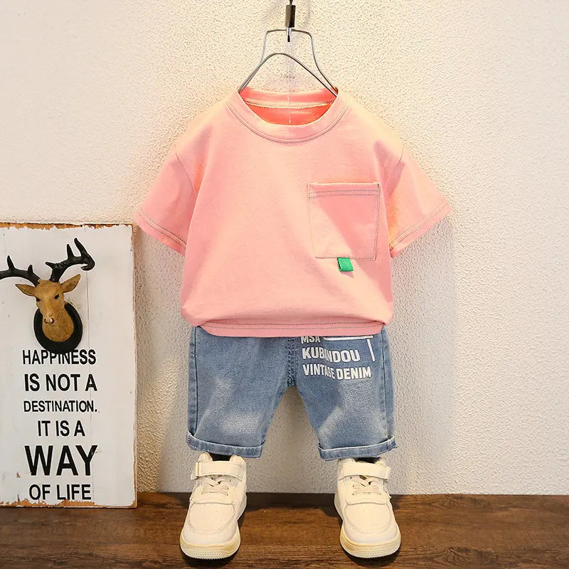 Summer Set for Boys – Cotton Shirt & Pants (1–5 Years)