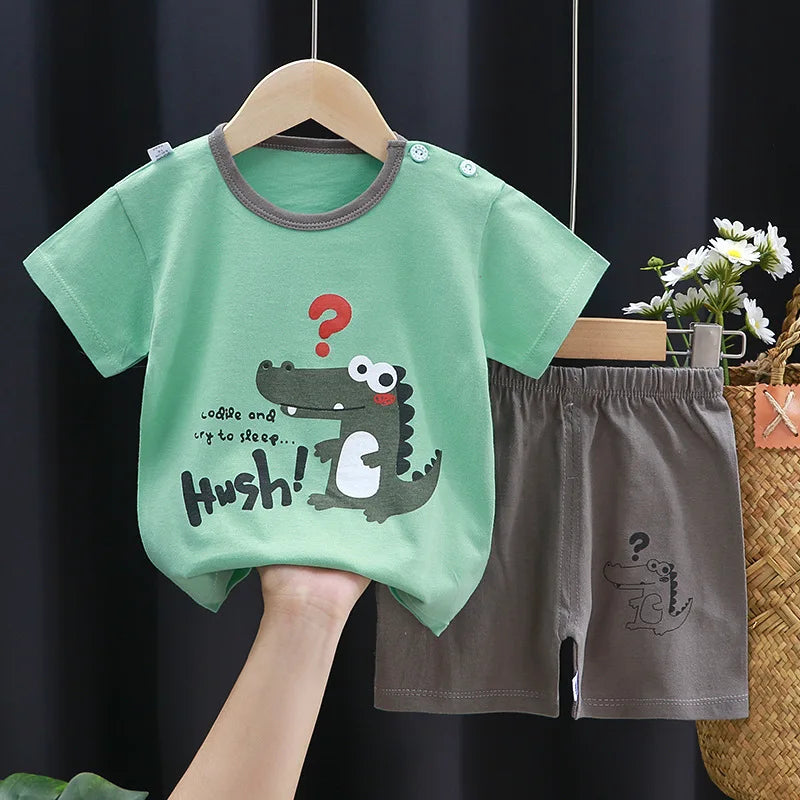 Οveralls With Cartoon Designs for Little Children 2pc