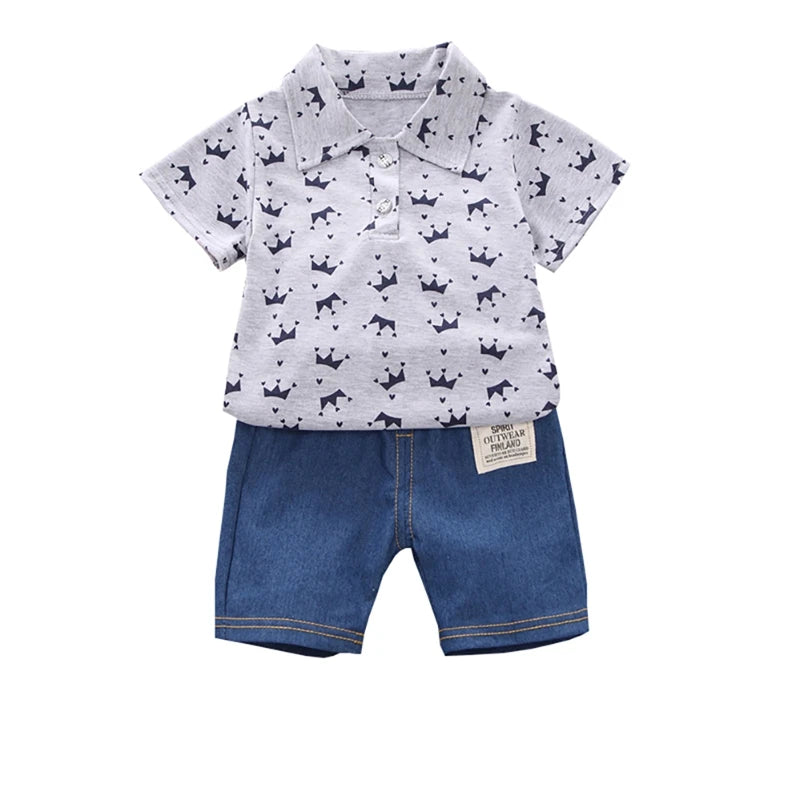 Casual Outing Set Crown Print