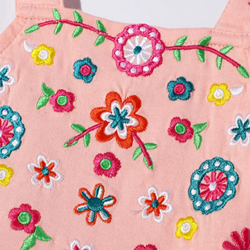 Summer Dress for Girls from 2 to 7 Years – Cotton with Embroidery, Sleeveless, Knee Length