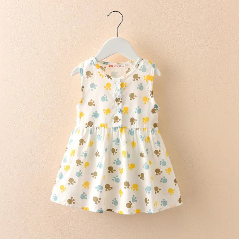 Girls' Floral Summer Dress – Short Sleeve with Round Neckline (1–6 Years)